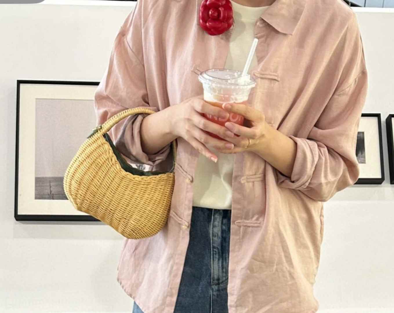 S566 Miu Wonder Wicker Handbag