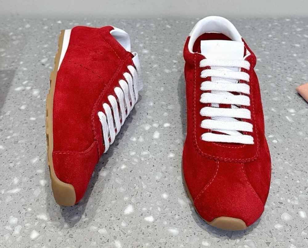 S518 miu Flat Suede Leather Women's Sneakers shoes