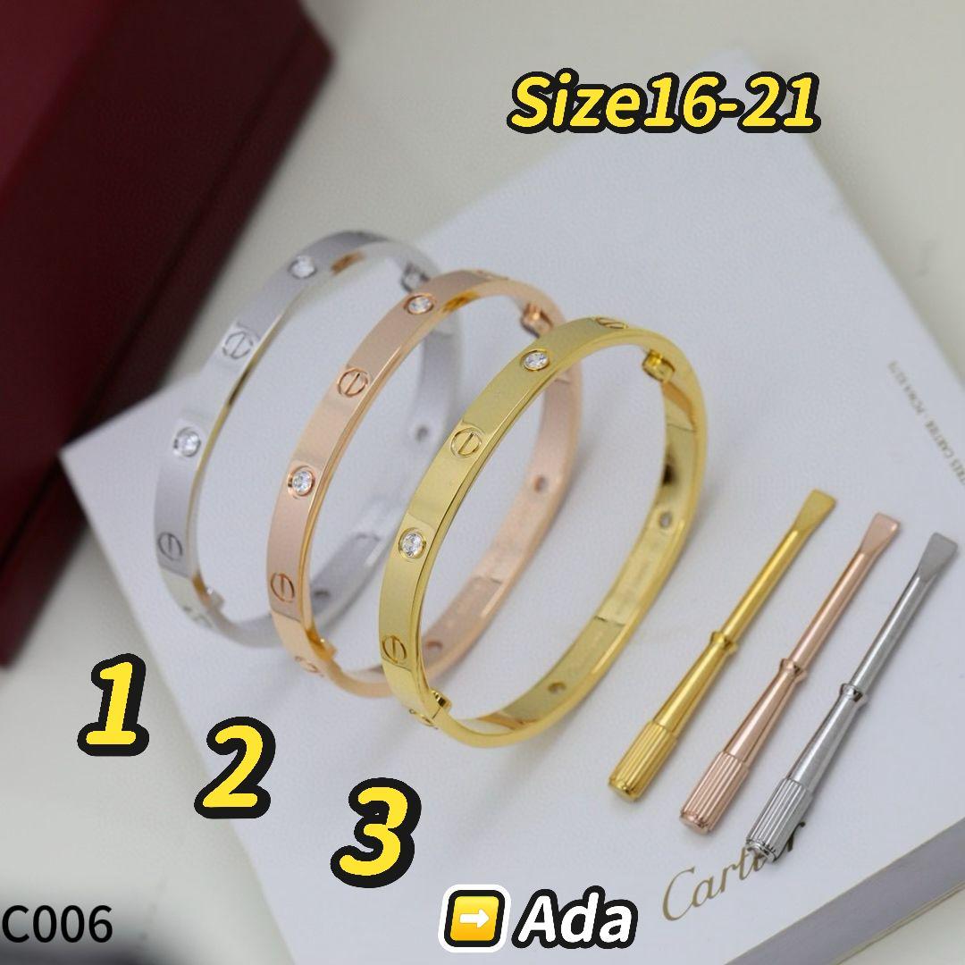 C006  LOVE wide version 4-diamond bracelet