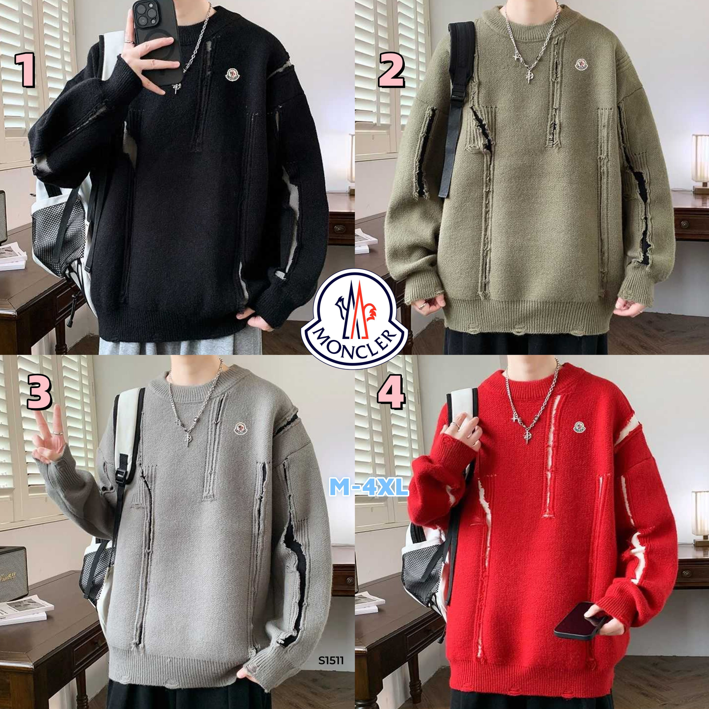 S1511 Moncler distressed couple sweaters