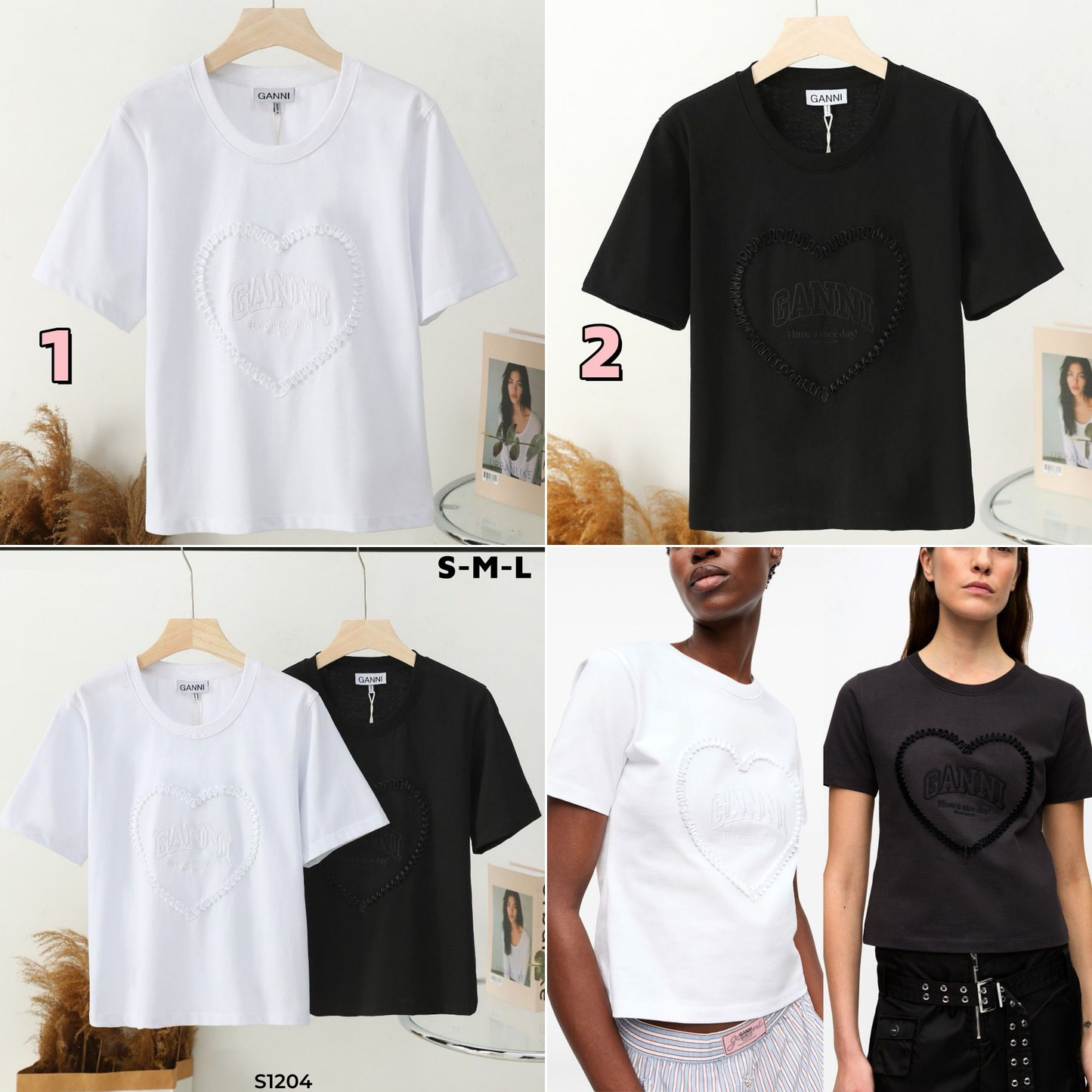 S1204 Ganni Crew Neck T-Shirt