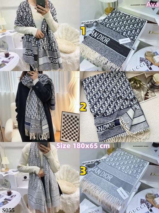S055 Obique print reversible scarf