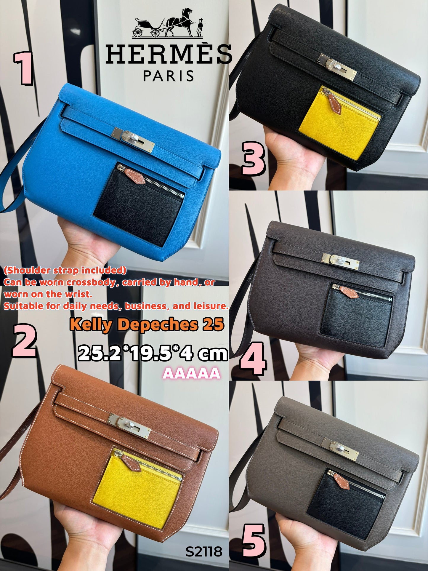 S2118 Hermès Kelly Depeches 25 Pouch