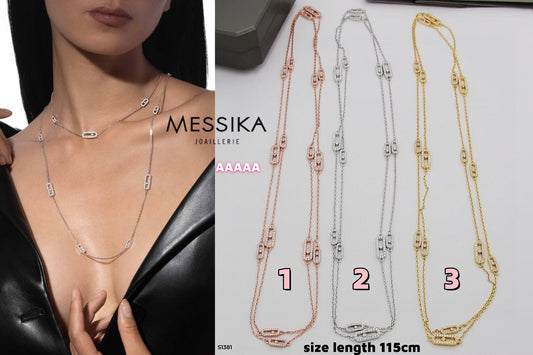 S1381 Messika Double-Layer Full Diamond Necklace