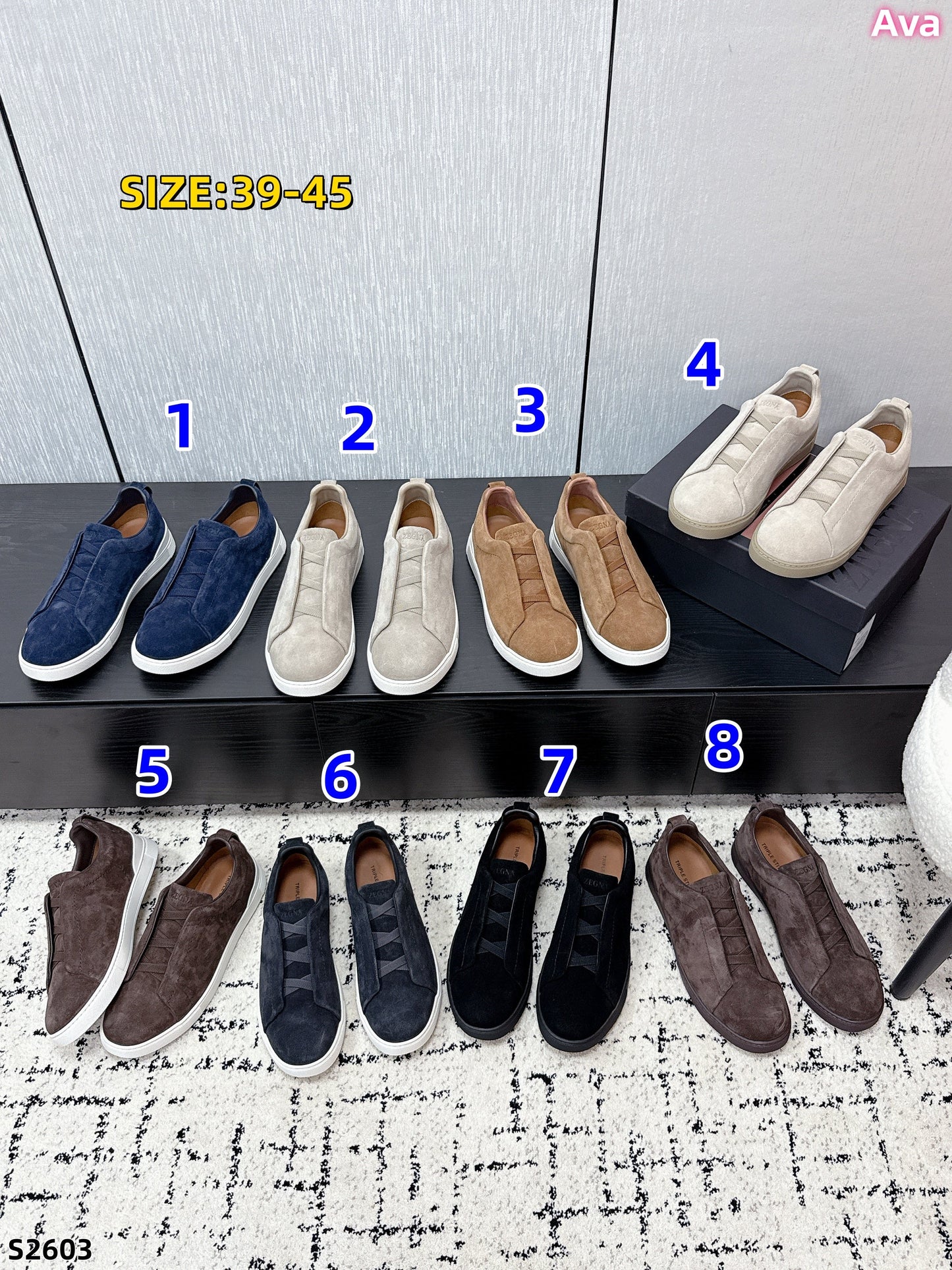 S2603 ZEGNA Triple Stitch Suede Casual Shoes