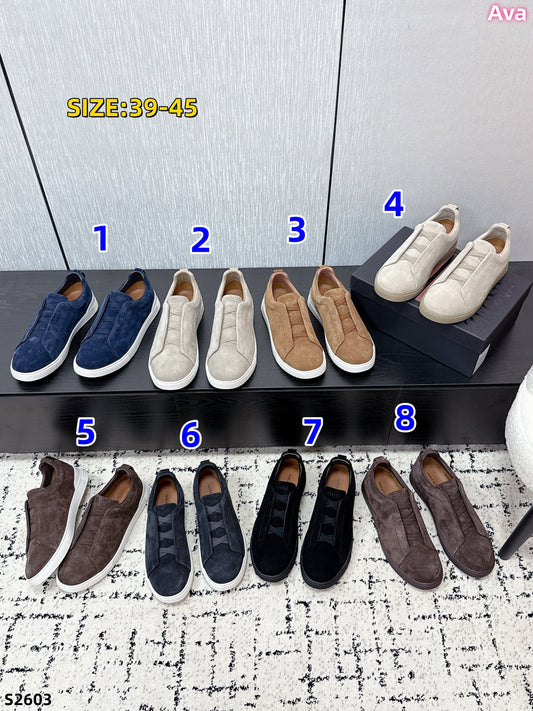 S2603 ZEGNA Triple Stitch Suede Casual Shoes
