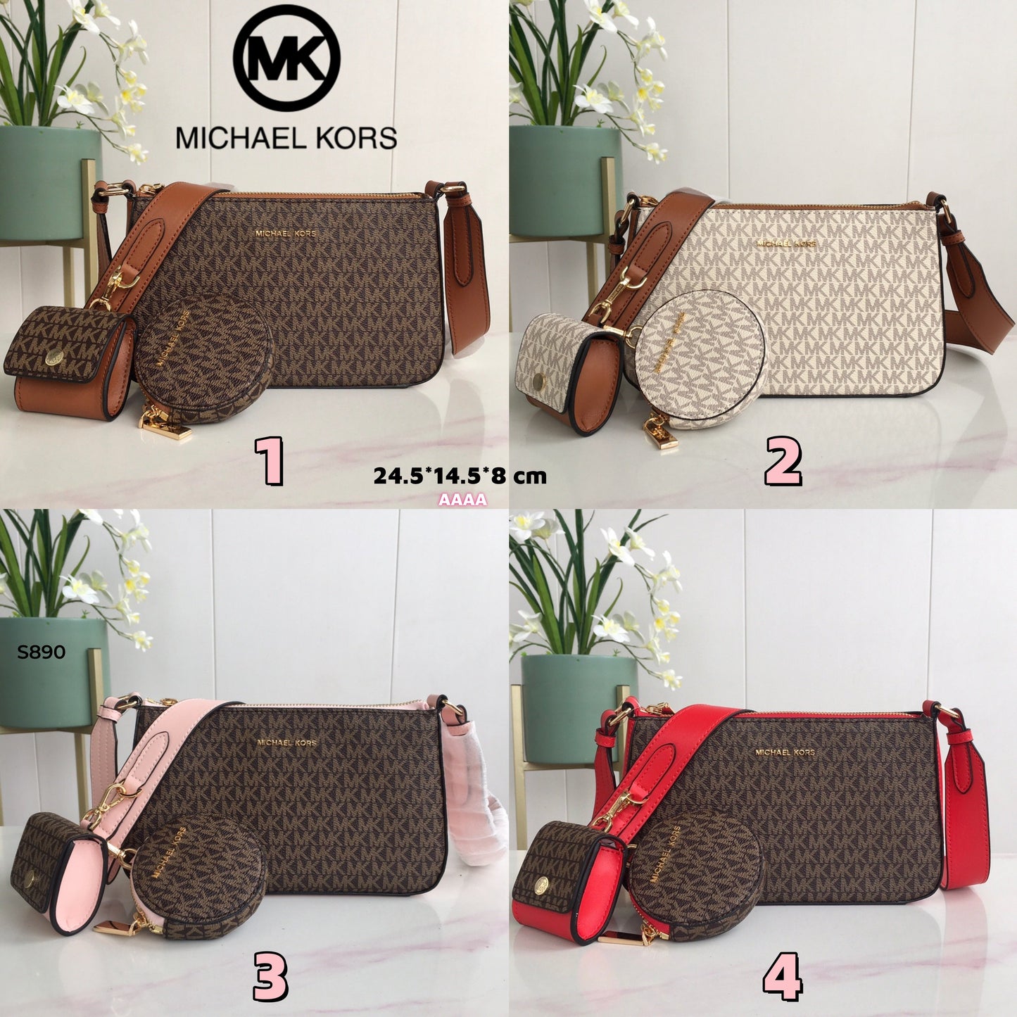 S890 Michael Kors MK 3-piece bag set