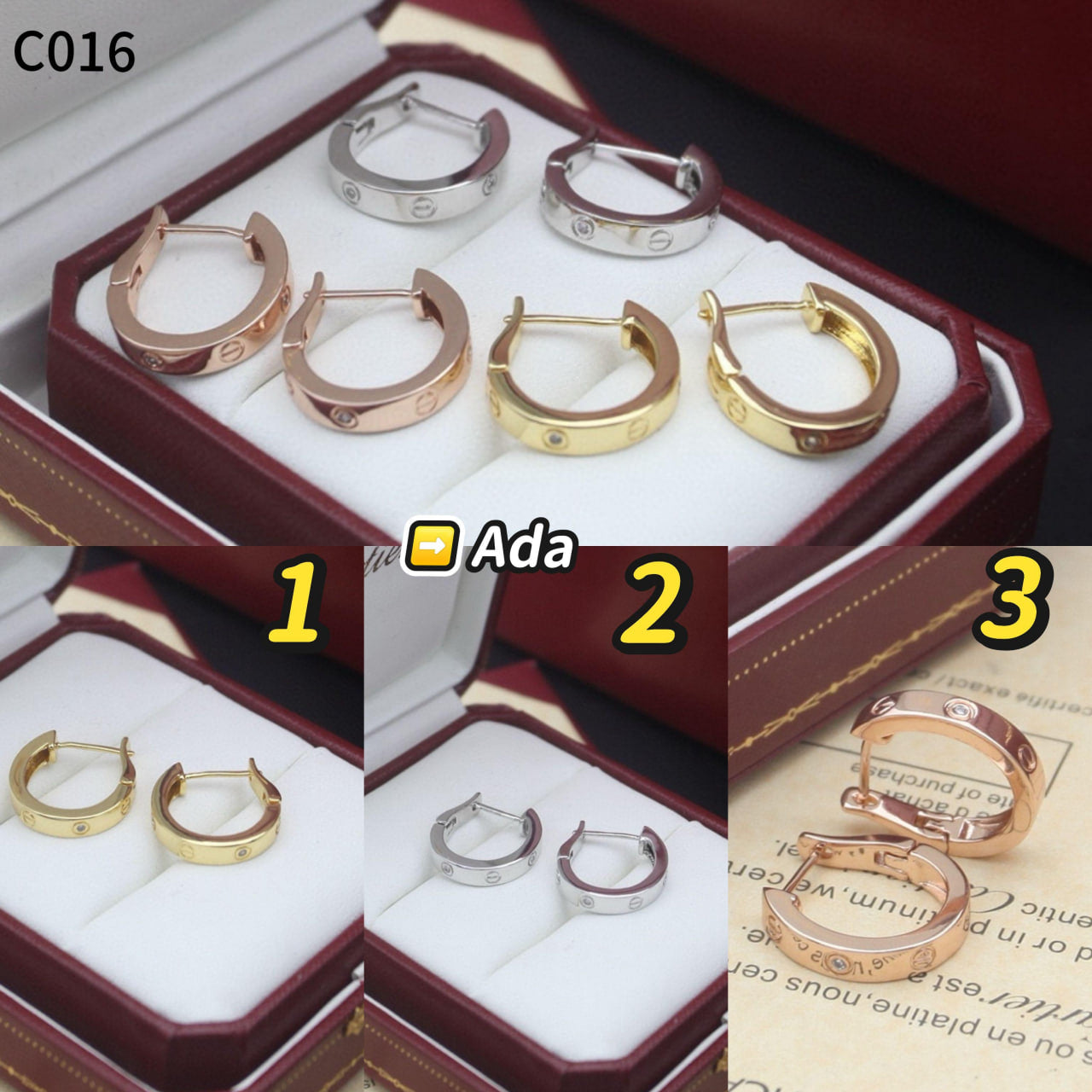 C016 Cartier love stud earrings solitaire