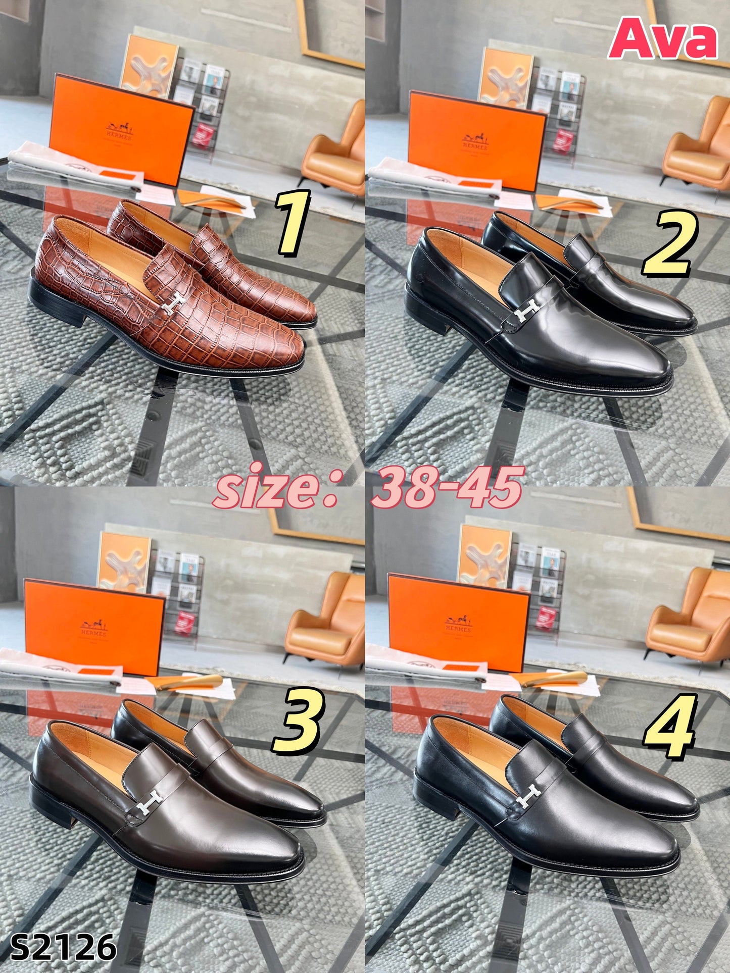 S2126 Hermès leather shoes
