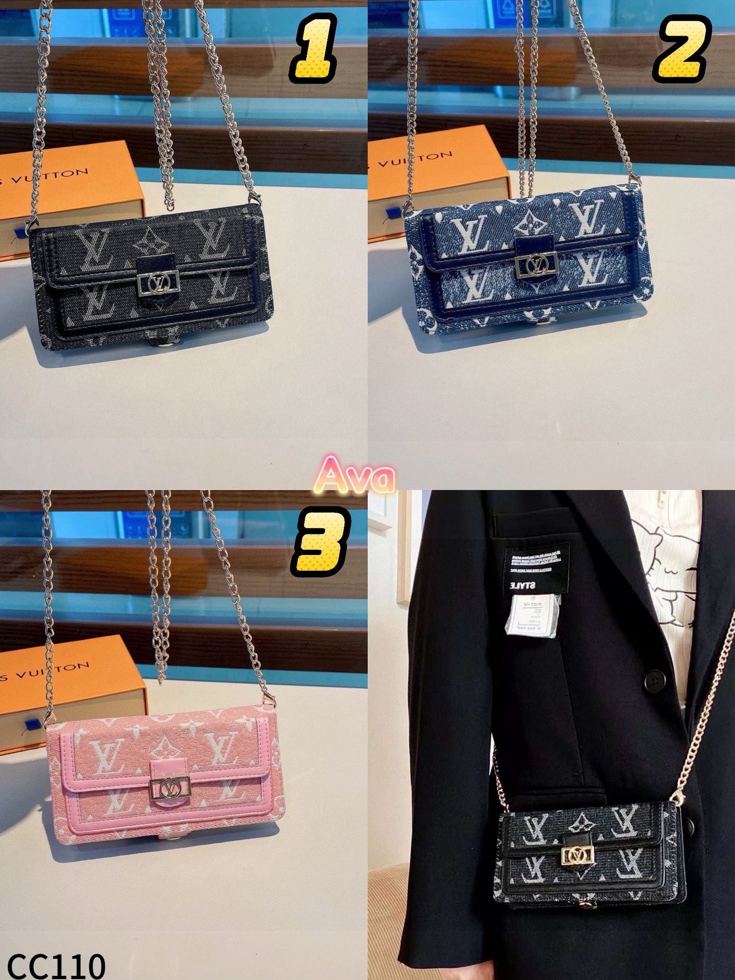 C110 L Embroidered Phone Bag