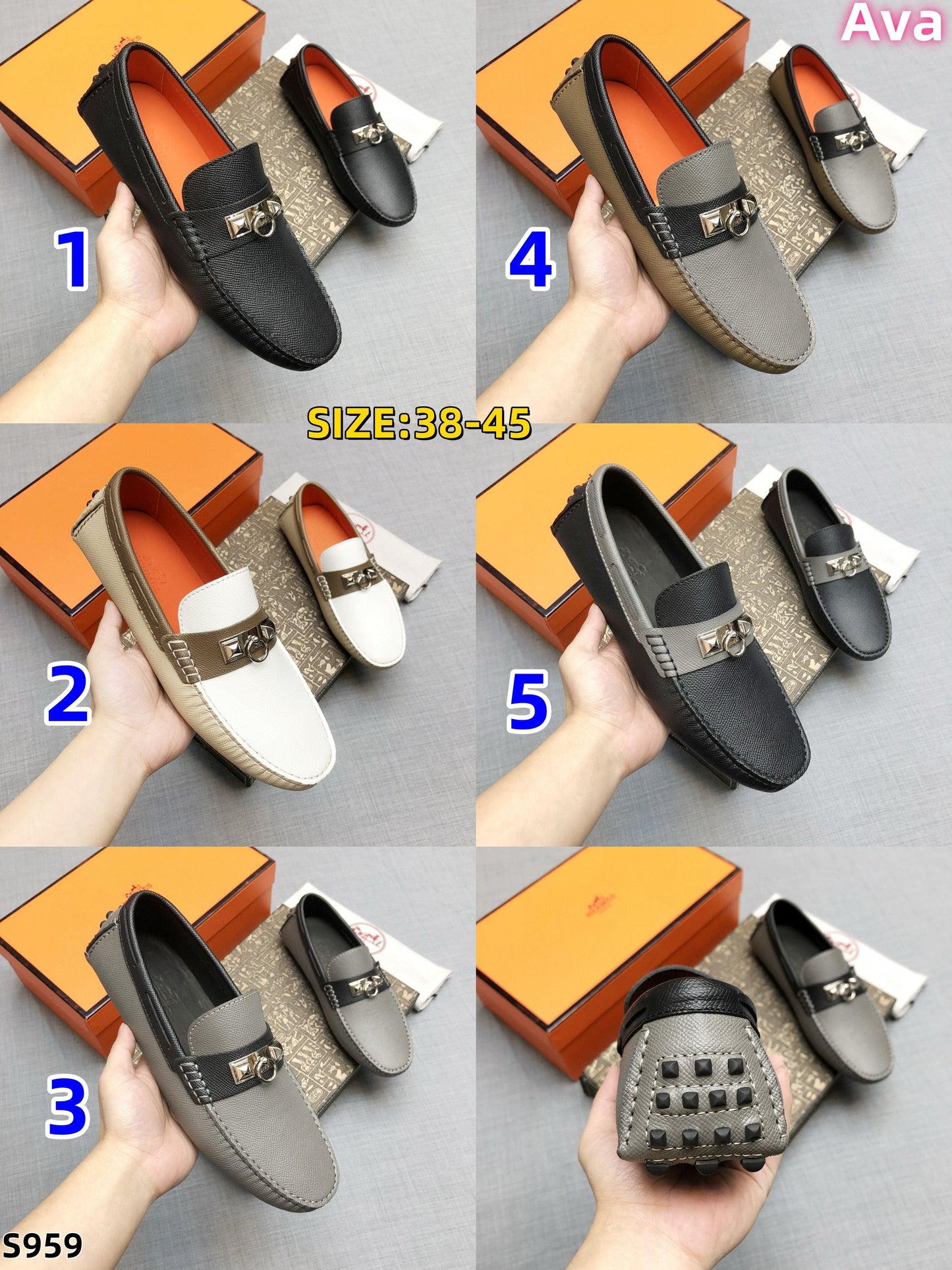 S959 Hermès Multicolor Leather Irving Loafers shoe