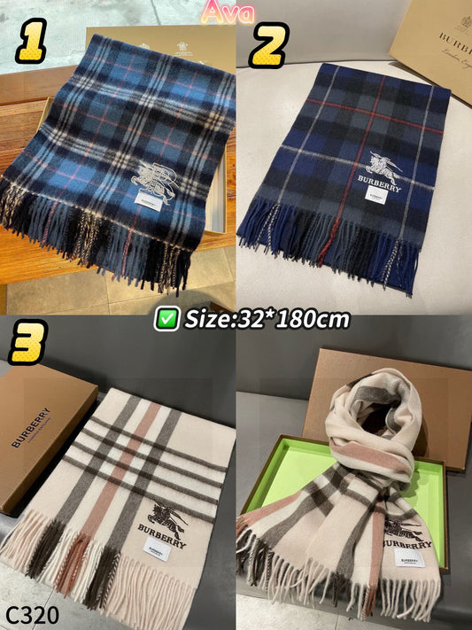 C320 Burberry Cashmere Horse Embroidery Couple Scarves
