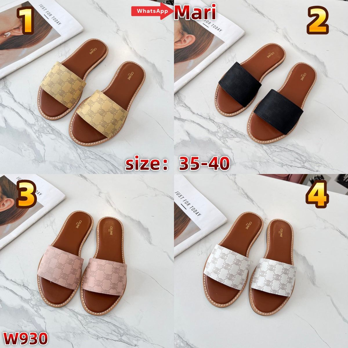 W930  Classic floral flip-flops