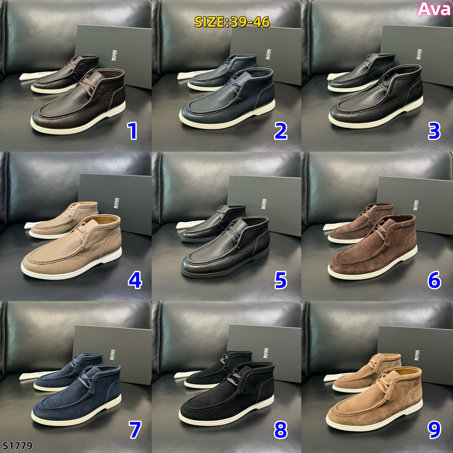 S1779 HUGO BOSS High-Top Leather Shoes
