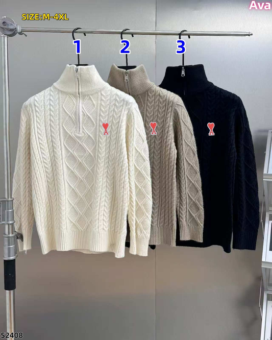 S2408 AMI half-zip sweater