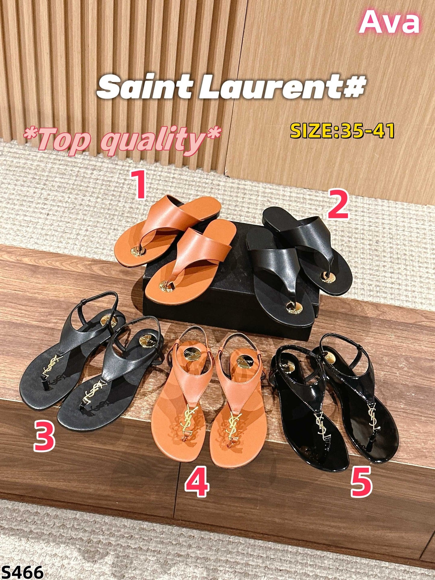 S466 Saint Laurent YSL clip-toe slippers