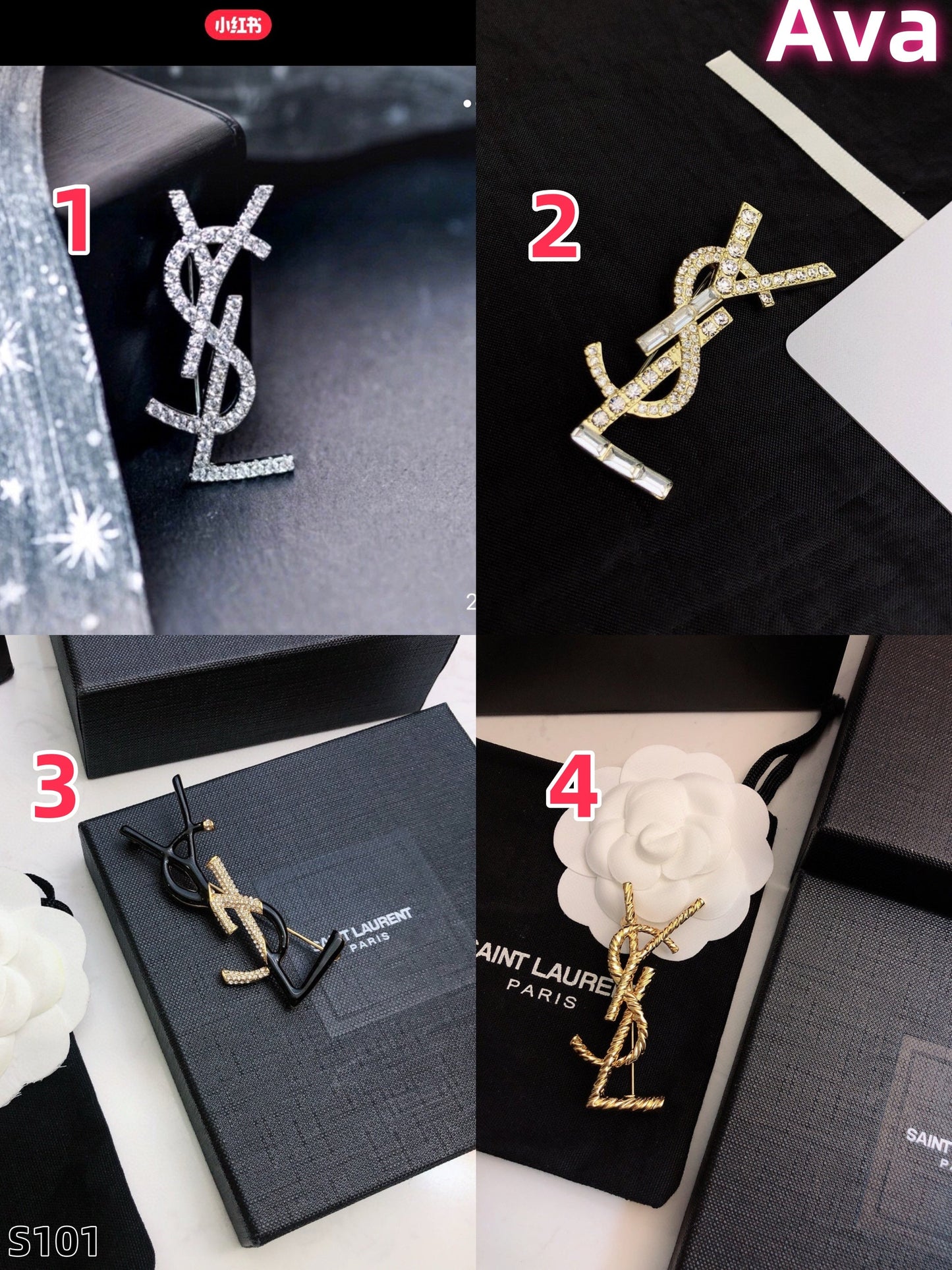 S101 Saint Laurent YSL brooch