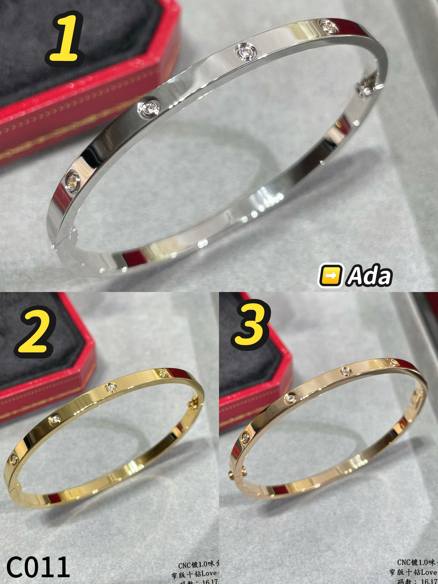C011  Love Bracelet Narrow Edition 10 Diamonds