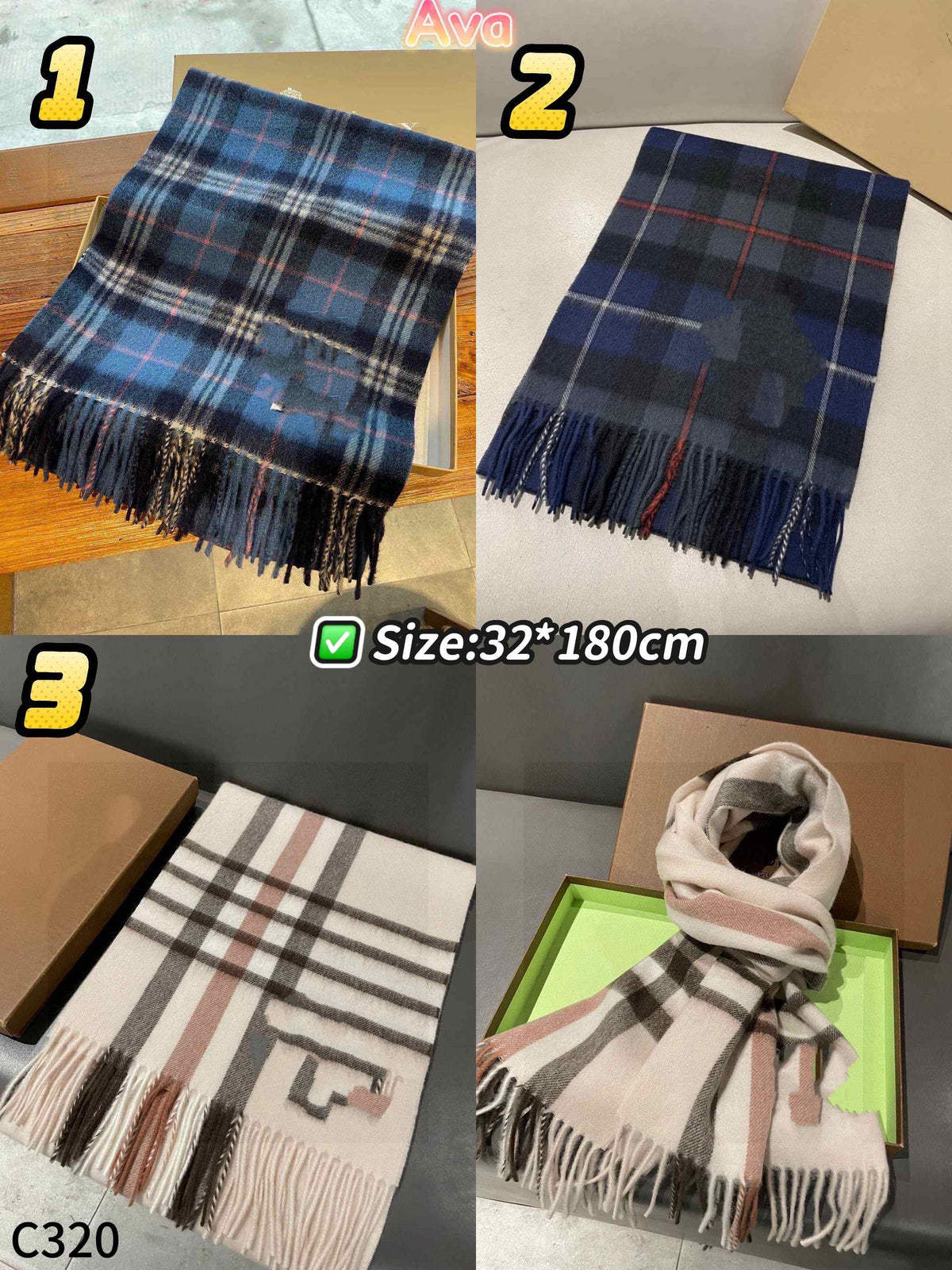 C320 Burb Cashmere Horse Embroidery Couple Scarves