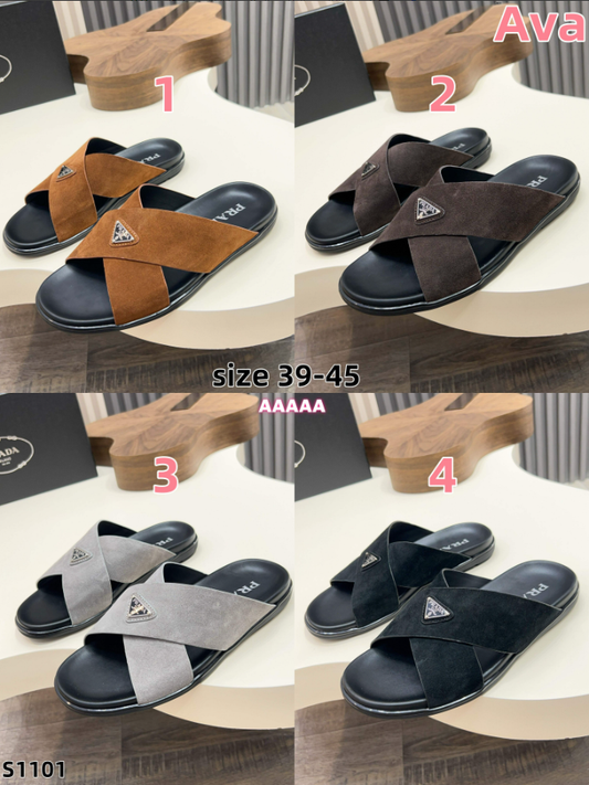 S1101 Prada leather slippers