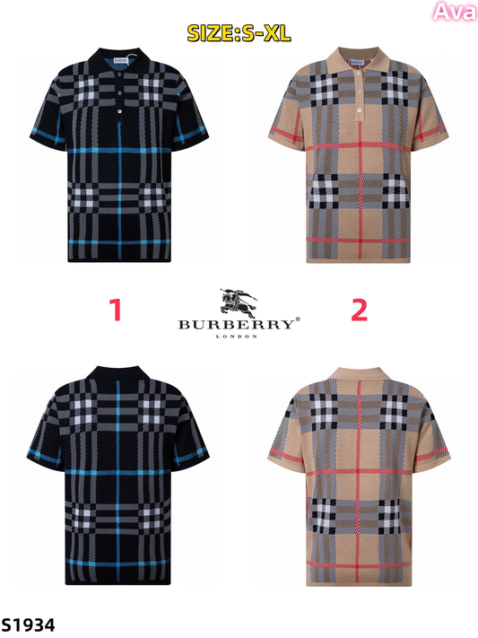 S1934 Burberry knitted short-sleeved shirt
