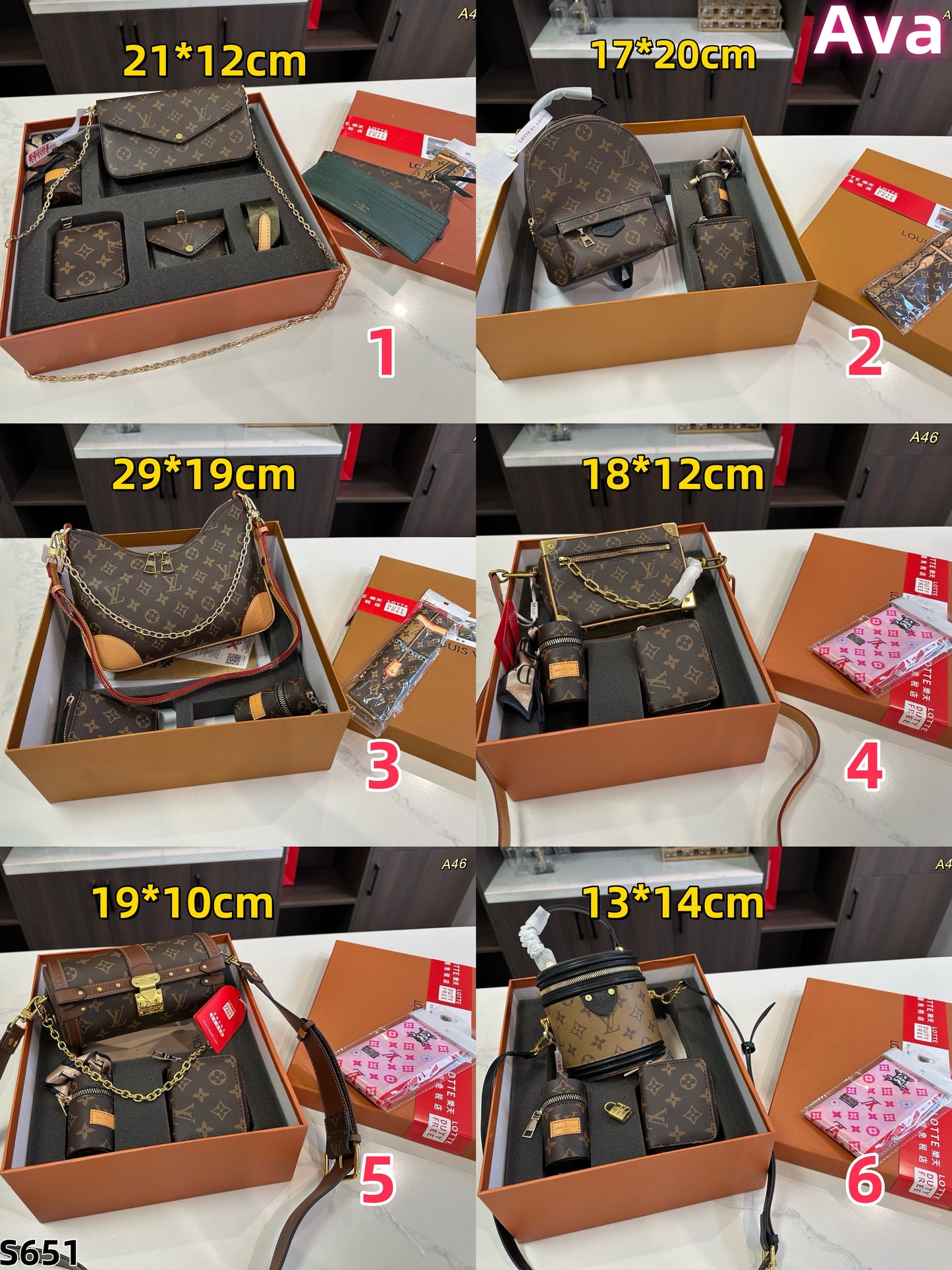 S651  L Monogram Canvas Mini Backpack Set