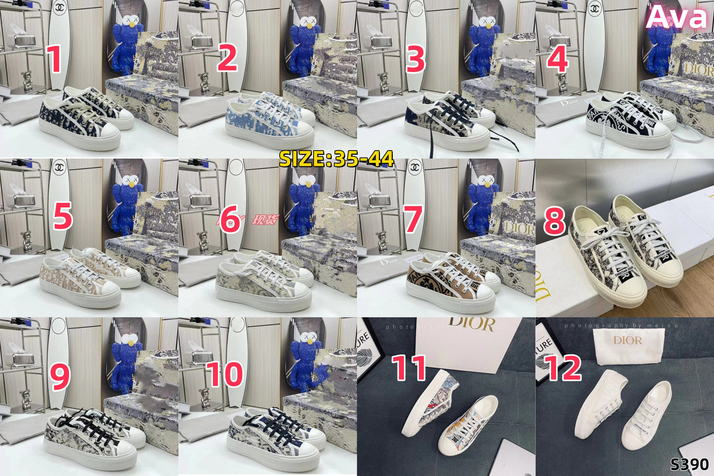 S390 embroidered monogram canvas shoes
