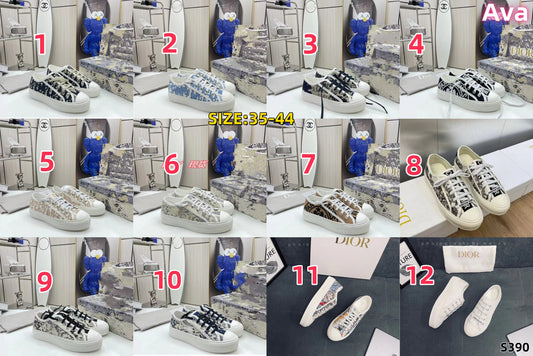 S390 embroidered monogram canvas shoes