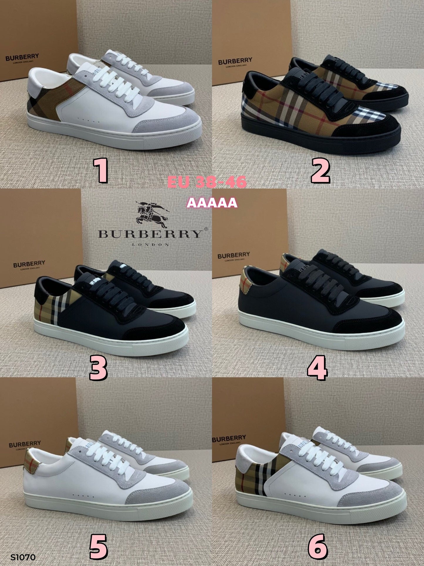 S1070 Burberry Men's Low-Top Sneakers
